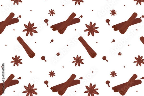Obraz Seamless pattern with oriental spices. Vector illustration in flat style