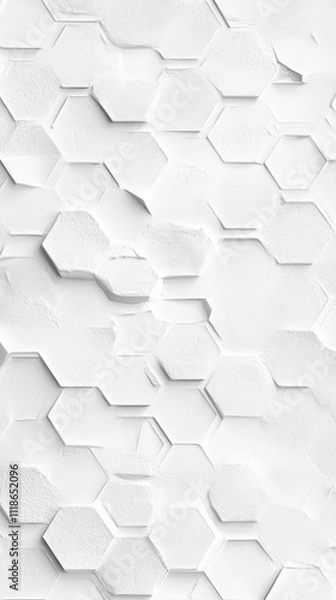 Obraz Abstract Hexagon Pattern: Elegant, modern, and minimalist.  A textured, three-dimensional design featuring an array of interlocking hexagons in a monochromatic palette.