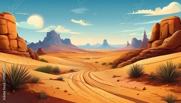 Fototapeta desert backgrounds in cartoon animation design