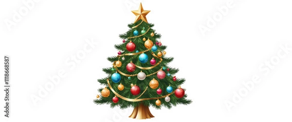 Fototapeta Christmas tree isolated on transparent background 