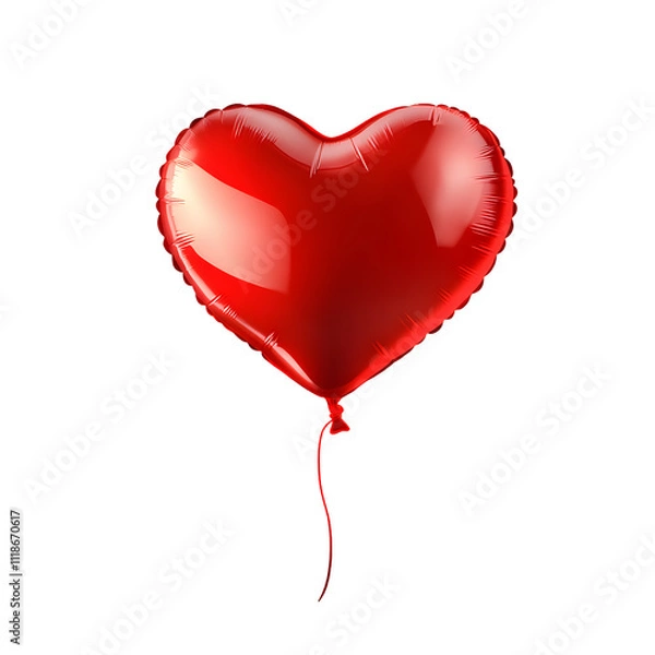 Fototapeta Heart balloon. Red heart glossy balloon isolated on transparent background. Festive decoration. Holiday backdrop with flying red balloon. Happy Valentines Day design element. Vector illustration