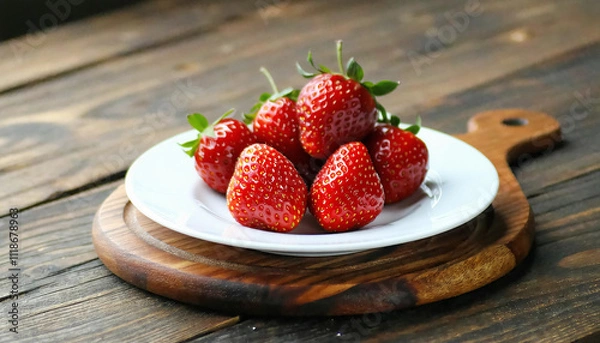Fototapeta strawberries on a plate