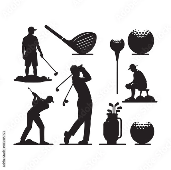 Fototapeta golf player set silhouette vector illustration