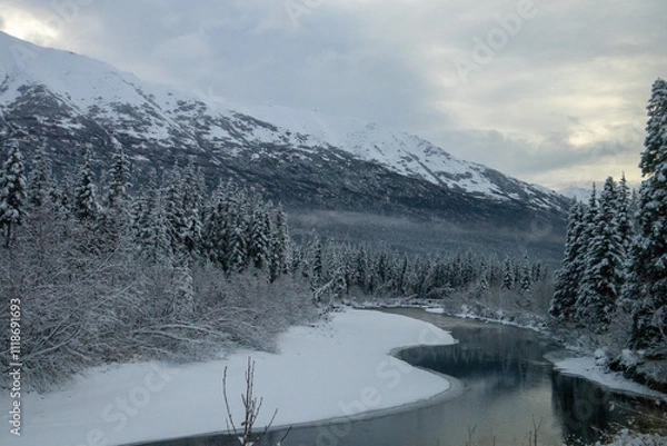 Obraz snow covered mountains in winter
