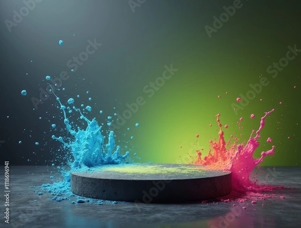 Obraz Dynamic Color Splash on Pedestal - Abstract Art
