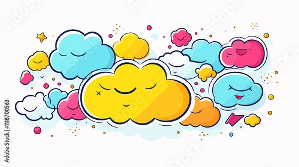 Fototapeta Clear Speech Bubbles Outline Vector Symbol Icon Design for Communication Projects
