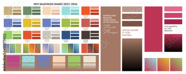 Fototapeta Fashion color trend Autumn Winter 2025. Color palette forecast of the future color trend. Stock vector palette of shades	