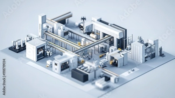 Fototapeta A fully automated factory with advanced industrial machinery at the core of production.