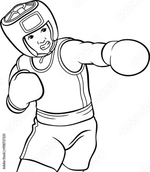 Obraz boxer line vector illustration isolated on white background