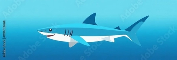 Obraz Minimalist vector baby shark with geometric design and ocean tones