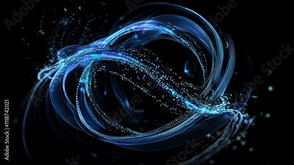 Fototapeta Digital background featuring swirling lines of code with holographic elements