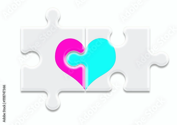 Obraz パズル　ピース　ハート　マッチングイメージ
