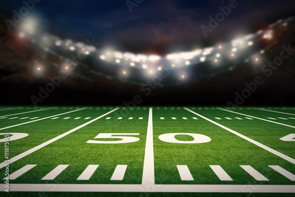 Fototapeta empty american football stadium at night