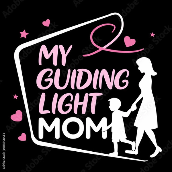 Fototapeta card with rings, a black and white poster with a silhouette of a mother and child, a poster for my mom with a quote from my mom