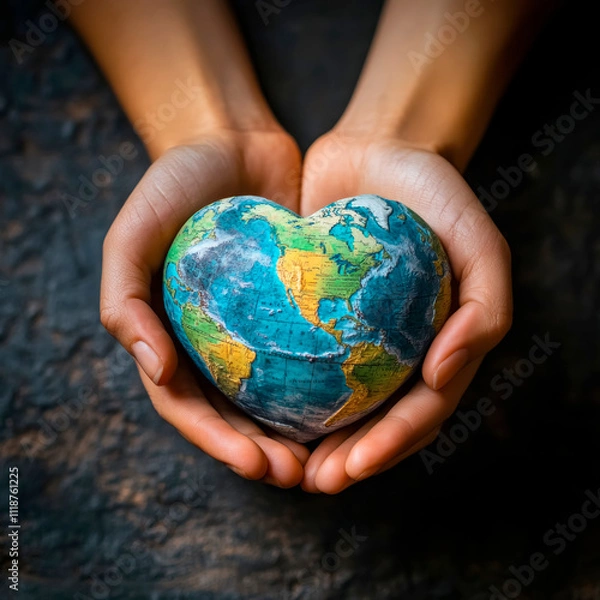Obraz Heartfelt embrace of humanity and the world on World Day of Human Rights, symbolizing hope and peace for all nations