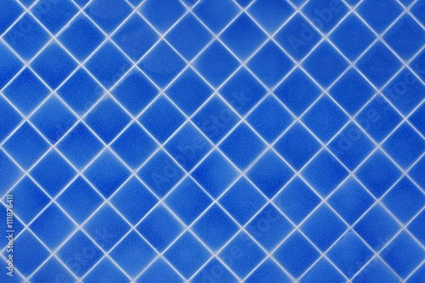 Fototapeta blue mosaic tiles texture with white filling