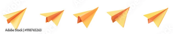 Fototapeta origami paper plane - 3d Set on transparent background PNG file