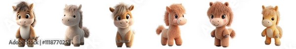 Fototapeta pony fury character animated cartoon style - 3d Set on transparent background PNG file
