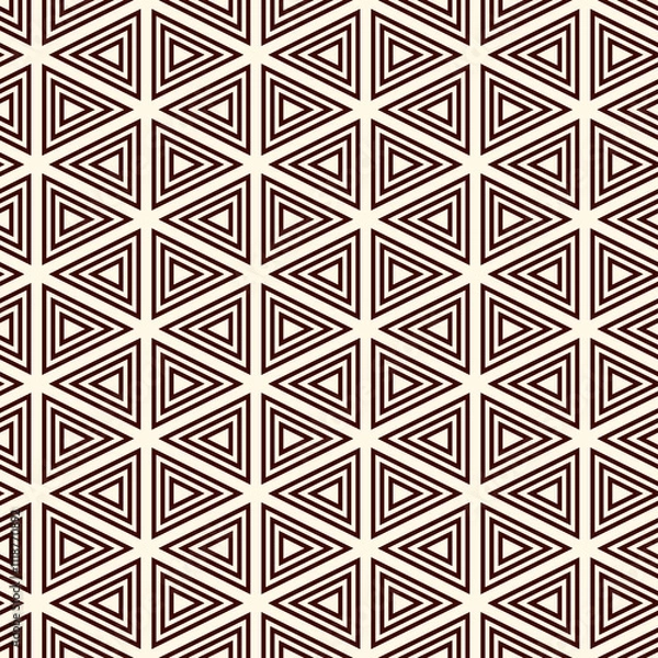 Fototapeta Contemporary grid pattern. Triangles motif. Repeated geometrical figures, lines ornament. Modern abstract background. Seamless surface design. Simple structure wallpaper. Digital paper, textile print.