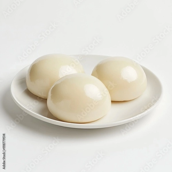 Fototapeta Traditional Chinese sweets fill a festive table, featuring shiny lotus seed paste buns ready to be enjoyed with fragrant tea. A vibrant atmosphere resonates with joy and culture