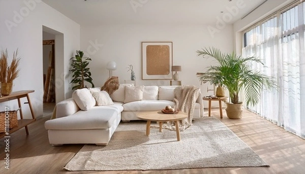 Obraz White and Neutral Living Room Decorating Ideas for a Budget-Friendly Home