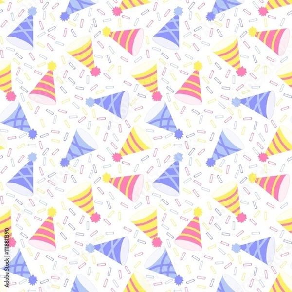 Obraz Birthday party hat seamless pattern for wrapping paper and fabrics