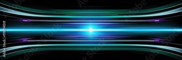 Fototapeta Spark of blue light abstract background rays of light illustration design, sparkling rays of light on black backdrop