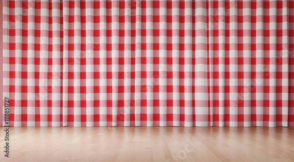 Obraz Homely Gingham Curtains and Drapes: Red and White for a Cozy Feel