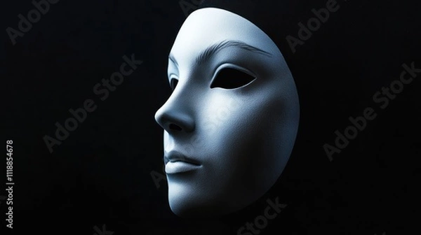 Fototapeta A stylized, featureless mask against a dark background, evoking themes of identity and emotion.