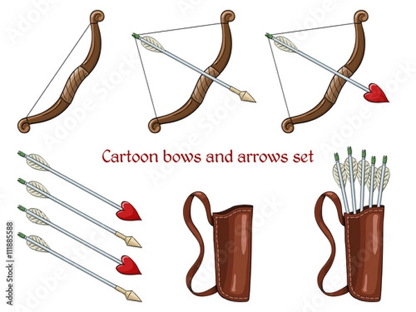 Obraz Cartoon bows and arrows set