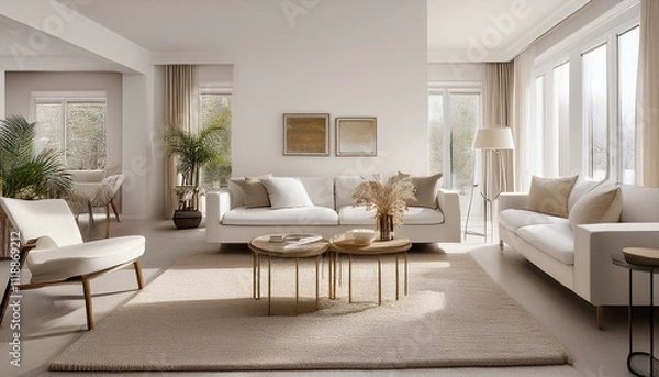 Fototapeta Functional layout ideas for living room spaces