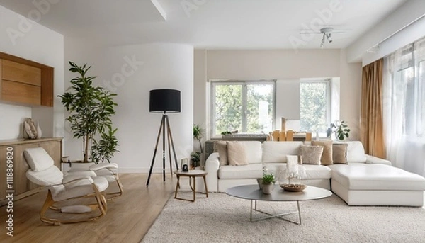 Fototapeta Incorporating colorful accents in living room decor