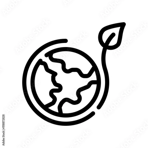 Fototapeta globe line icon