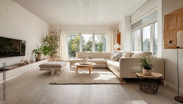 Obraz Trendy decor elements for white and neutral living room spaces that keep your home looking fresh and modern