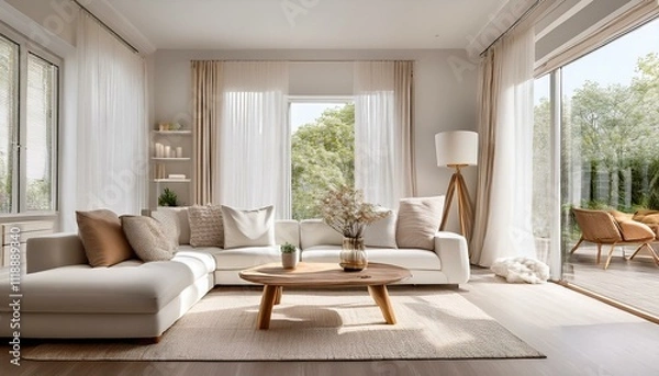 Fototapeta Creating a relaxing retreat with soft furnishings
