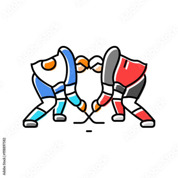 Fototapeta faceoff ice hockey sport game color icon vector. faceoff ice hockey sport game sign. isolated symbol illustration