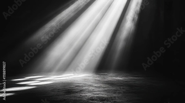 Obraz A dark background pierced by a single, central light beam