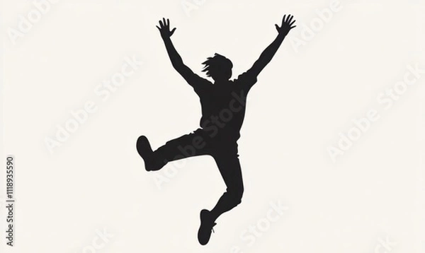 Obraz A silhouette of a person jumping in celebration or joy.