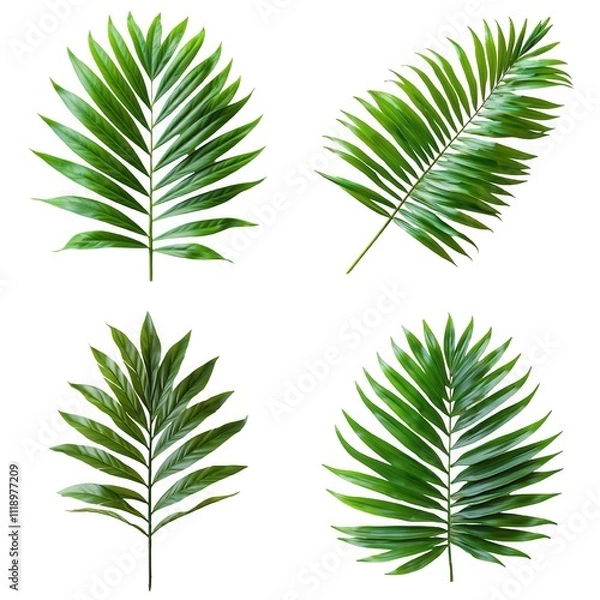 Fototapeta A collection of various tropical leaves arranged artistically.