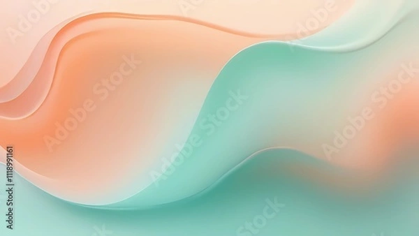 Obraz Soft Peach and Mint Gradient Flowing in a Relaxing Abstract Design