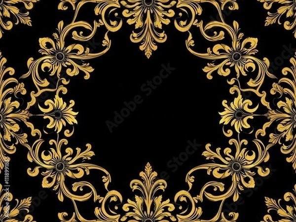 Fototapeta Luxurious seamless golden floral wallpaper with intricate designs and shimmering details, wallpaper, ornate