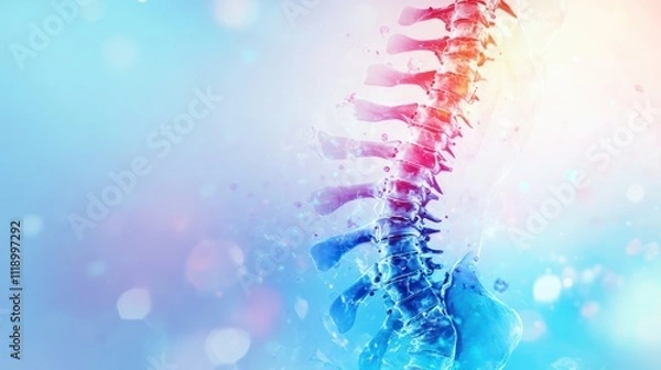 Obraz illustration of the human spine with graphic elements on a medical background