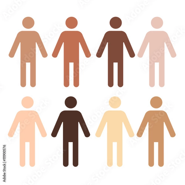 Fototapeta eight pictograms of human figures with different skin color