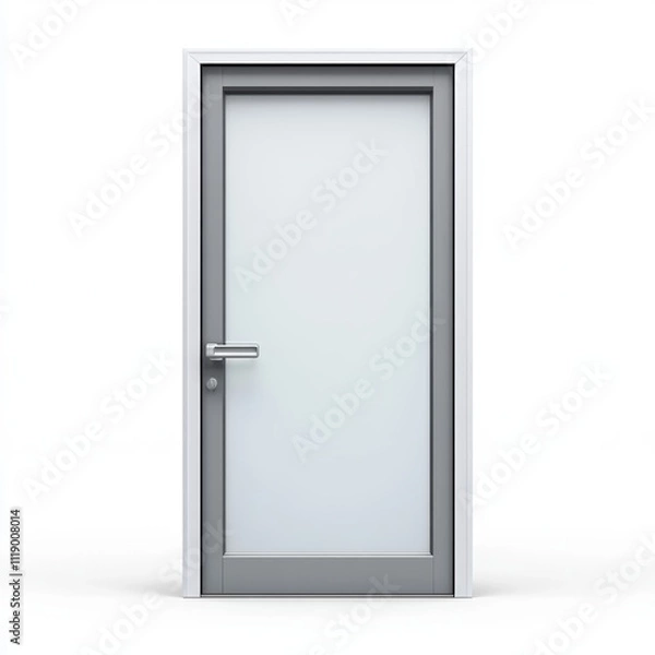 Obraz A professional office door with a frosted glass panel and a nameplate, isolated on white background, representing elegance and functionality, perfect for office decor promotions