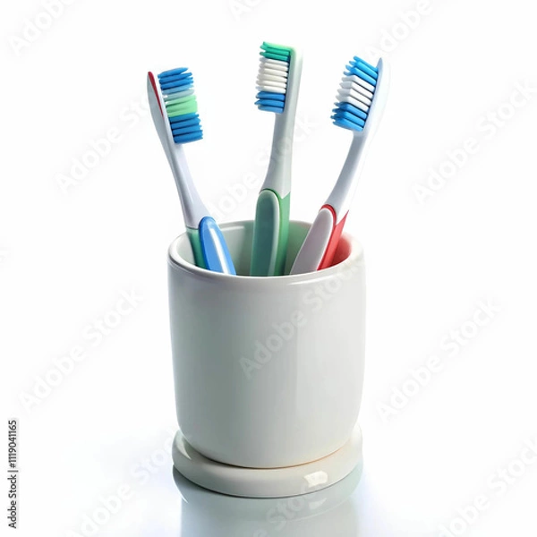 Fototapeta A single toothbrush with a sleek design, featuring soft bristles