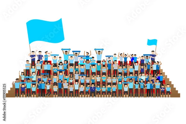Obraz team supporter on stadium seats stand in blue shirts kit