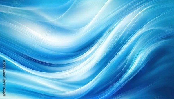 Fototapeta Abstract blue waves: serene flowing background with smooth gradient
