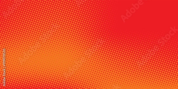Fototapeta Polka dot pop art halftone pattern. Red dots on orange background