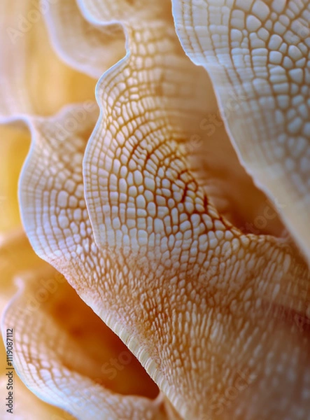 Fototapeta A close-up of seashells, showcasing their intricate patterns and textures.