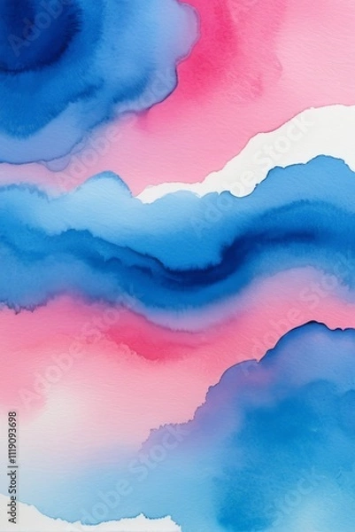 Fototapeta there is a painting of a blue and pink cloud with a red sky